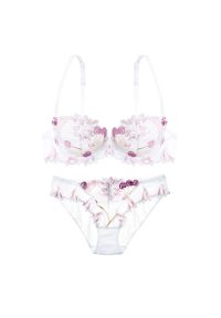 Intica - Komplet bielizny z subtelnym haftem na każdą okazję Jackie. Kolor: biały. Materiał: materiał. Wzór: haft