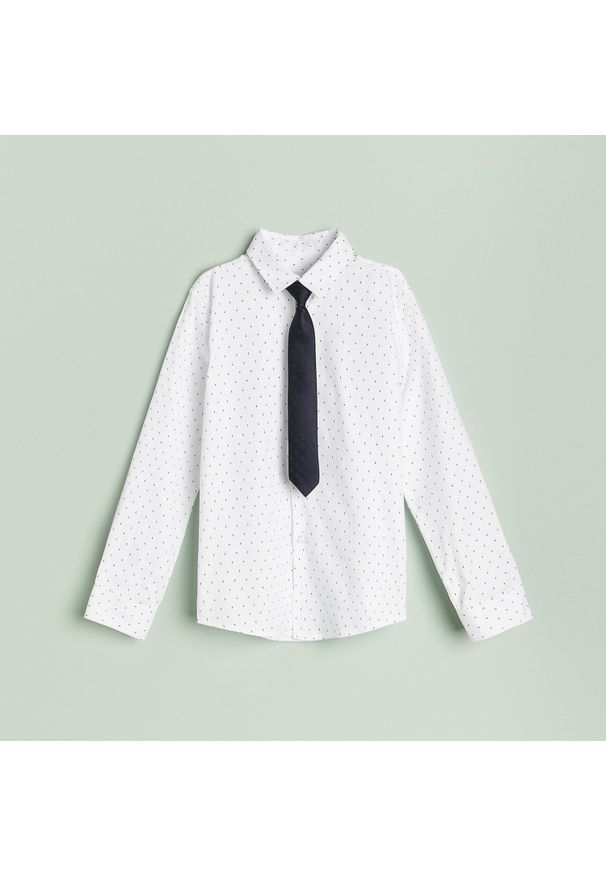 Reserved - Elegancka koszula z krawatem - Biały. Kolor: biały. Styl: elegancki