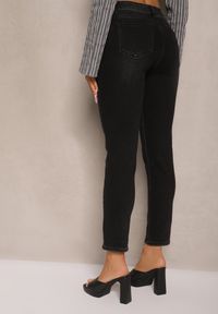 Renee - Czarne Jeansy Typu Skinny z Bawełną High Waist Mevule. Okazja: na co dzień. Stan: podwyższony. Kolor: czarny. Styl: casual #4