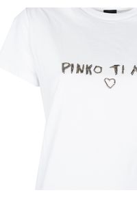 Pinko T-Shirt "Arnold" | 1N12XW Y74W | Kobieta | Biały. Okazja: na co dzień. Kolor: biały. Materiał: bawełna. Długość: długie. Wzór: jednolity, nadruk. Styl: casual #3