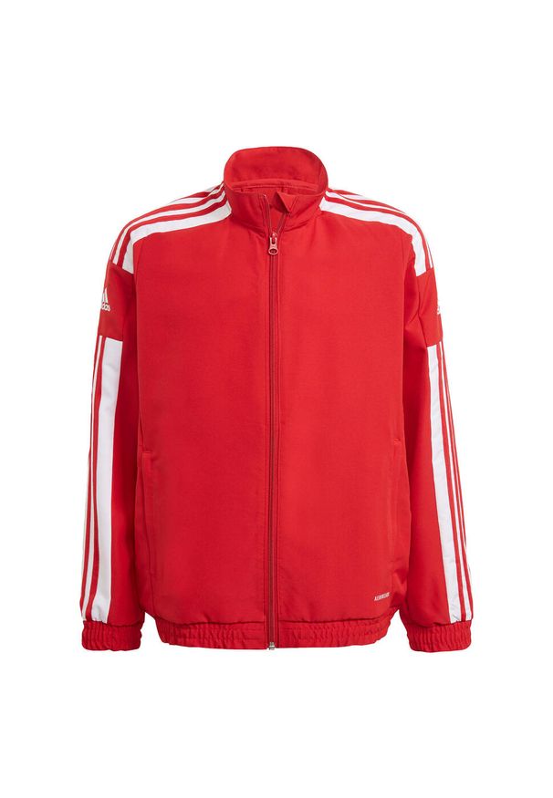 Adidas - Kurtka dziecięca adidas Squadra 21 Presentation. Kolor: wielokolorowy, biały, czerwony. Materiał: poliester. Sport: piłka nożna