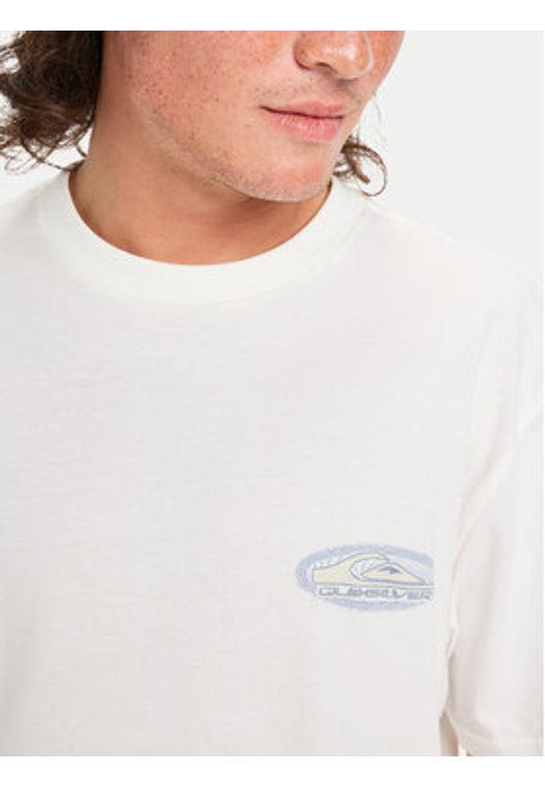 Quiksilver T-Shirt Evo Border Lines EQYZT08191 Biały Regular Fit. Kolor: biały. Materiał: bawełna