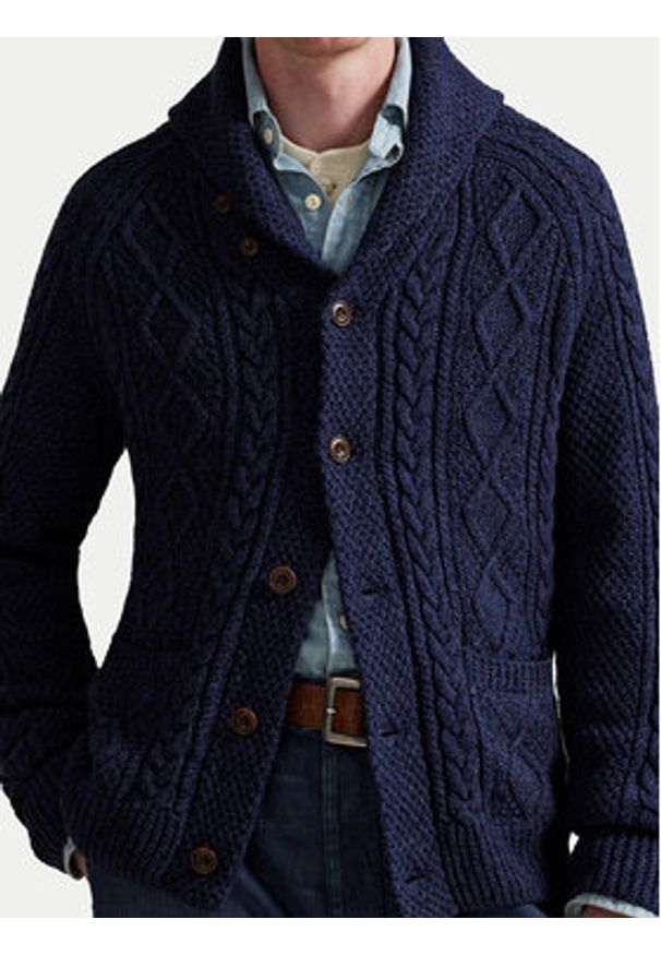 Polo Ralph Lauren Kardigan 710P02704001 Granatowy Regular Fit. Typ kołnierza: polo. Kolor: niebieski. Materiał: bawełna