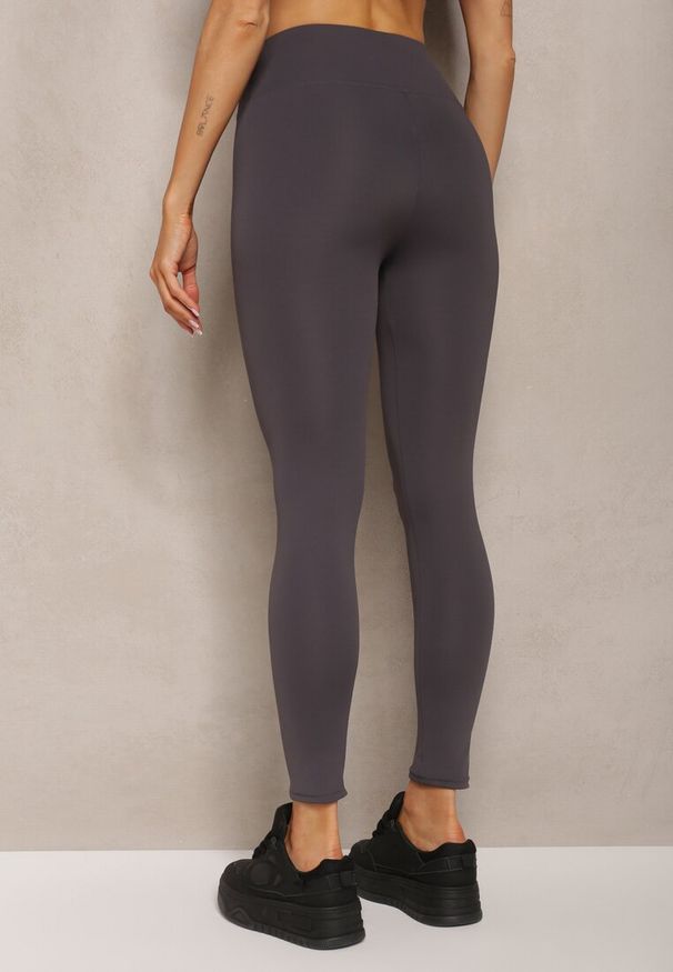 Renee - Jasnoszare Sportowe Legginsy High Waist Vesara. Okazja: na co dzień. Stan: podwyższony. Kolor: szary. Długość: długie. Styl: sportowy