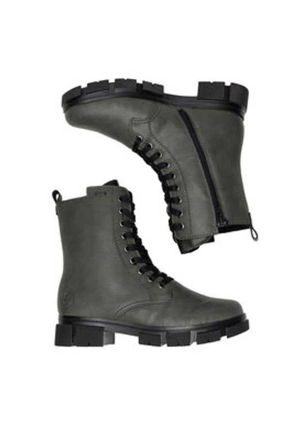 Rieker Botki Y7102-52 Zielony. Kolor: zielony. Materiał: materiał