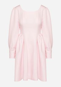 Born2be - Różowa Rozkloszowana Sukienka z Kwadratowym Dekoltem Katilora. Typ kołnierza: dekolt kwadratowy. Kolor: różowy. Długość rękawa: długi rękaw. Styl: klasyczny #4