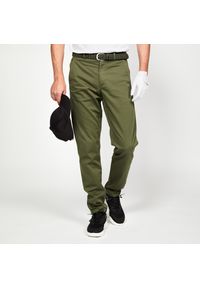 INESIS - Spodnie do golfa chino męskie Inesis MW500 bawełniane. Kolor: zielony. Materiał: elastan, poliester, bawełna, materiał. Sport: golf