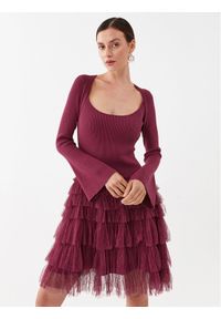 TwinSet - TWINSET Sukienka koktajlowa 232TP3051 Bordowy Regular Fit. Kolor: czerwony. Materiał: wiskoza. Styl: wizytowy #1