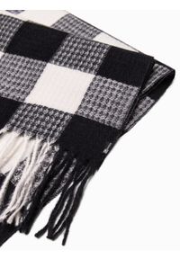 Ombre Clothing - Szalik męski - czarny/biały V2 A408 - uniwersalny. Kolor: biały. Materiał: tkanina, akryl. Sezon: jesień, zima #2