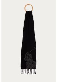 Polo Ralph Lauren - Szalik. Kolor: czarny. Materiał: tkanina, nylon, dzianina, wełna. Wzór: gładki #1