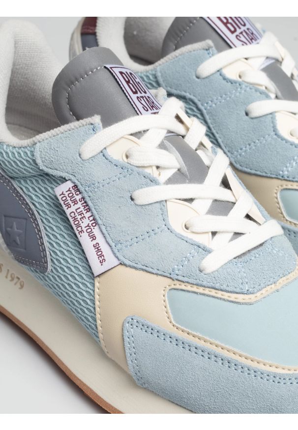 Big-Star - Sneakersy damskie ze skóry naturalnej zamszowej niebieskie RR274997 400. Nosek buta: okrągły. Zapięcie: sznurówki. Kolor: niebieski. Materiał: zamsz, skóra