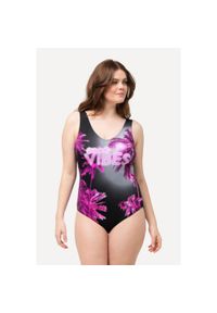 ULLA POPKEN - Damski Kostium kąpielowy Summer Vibes bez miękkich miseczek marszczenia. Kolekcja: plus size. Kolor: czarny. Materiał: poliester, elastan, poliamid, materiał