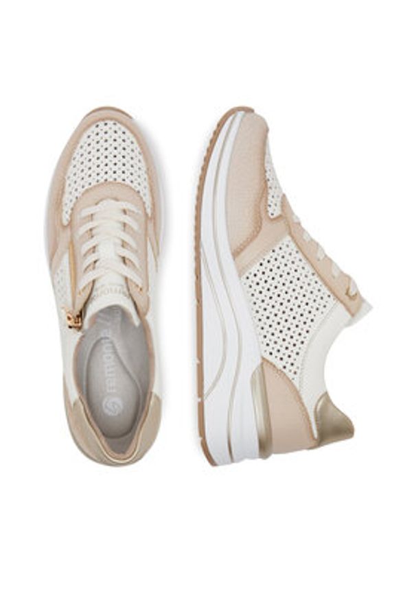 Remonte Sneakersy D0T14-81 Beżowy. Kolor: beżowy. Materiał: skóra, syntetyk