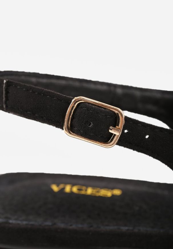 Renee - Czarne Czółenka Slingback Vices z Cyrkoniami i Wkładką ze Skóry Eklina. Okazja: na co dzień. Kolor: czarny. Materiał: skóra. Obcas: na obcasie. Styl: wizytowy, casual, klasyczny, elegancki. Wysokość obcasa: średni