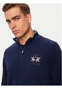La Martina Sweter ZMS314 YW120 Granatowy Regular Fit. Kolor: niebieski. Materiał: bawełna
