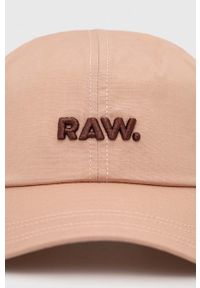 G-Star RAW - G-Star Raw czapka z daszkiem bawełniana kolor beżowy z aplikacją. Kolor: różowy. Materiał: bawełna. Wzór: aplikacja #4