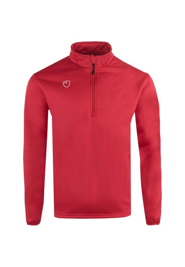 NEW LAYER - Męska bluza 1/4 zip w kolorze szkarłatnym XL. Kolor: czerwony. Materiał: poliester. Długość: długie