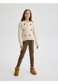 Reserved - Dzianinowe legginsy - brązowy. Kolor: brązowy. Materiał: dzianina #1