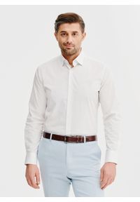 Pako Lorente - PAKO LORENTE – Biała koszula męska w mikrowzór. Kolor: biały. Materiał: bawełna, elastan. Długość rękawa: długi rękaw. Długość: długie. Sezon: lato, wiosna