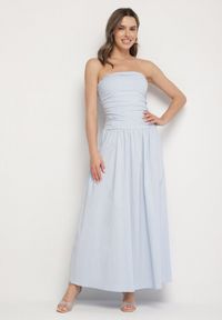 Born2be - Niebieska Sukienka z Bawełny Typu Bodycon Filarose. Okazja: na co dzień, na randkę, na imprezę. Kolor: niebieski. Materiał: bawełna. Typ sukienki: bodycon. Styl: klasyczny, casual, elegancki #1