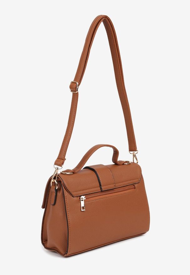 Born2be - Brązowa Torebka w Stylu Listonoszki z Ozdobną Klapą Efathrina. Kolor: brązowy. Styl: klasyczny, casual, elegancki