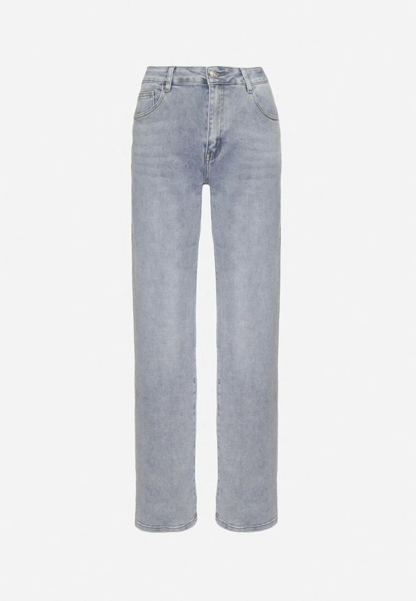 Born2be - Jasnoniebieskie Jeansy z Wiskozą o Szerokim Kroju z Wysokim Stanem Uladiela. Okazja: na co dzień. Stan: podwyższony. Kolor: niebieski. Styl: elegancki, casual