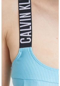 Calvin Klein biustonosz kąpielowy kolor niebieski miękka miseczka. Kolor: niebieski. Materiał: dzianina, poliamid #4