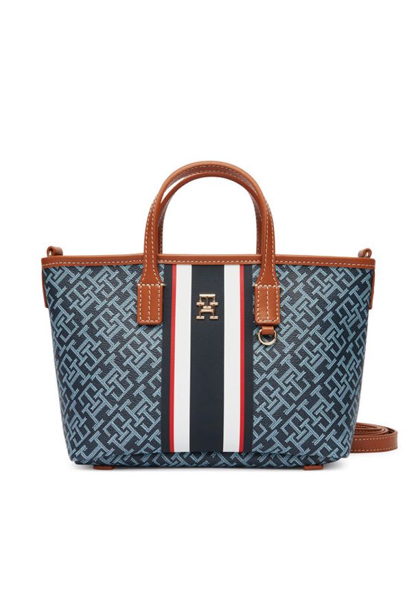 TOMMY HILFIGER - Tommy Hilfiger Torebka Th Monoplay Mini Tote Stripe Le AW0AW18389 Niebieski. Kolor: niebieski. Materiał: skórzane