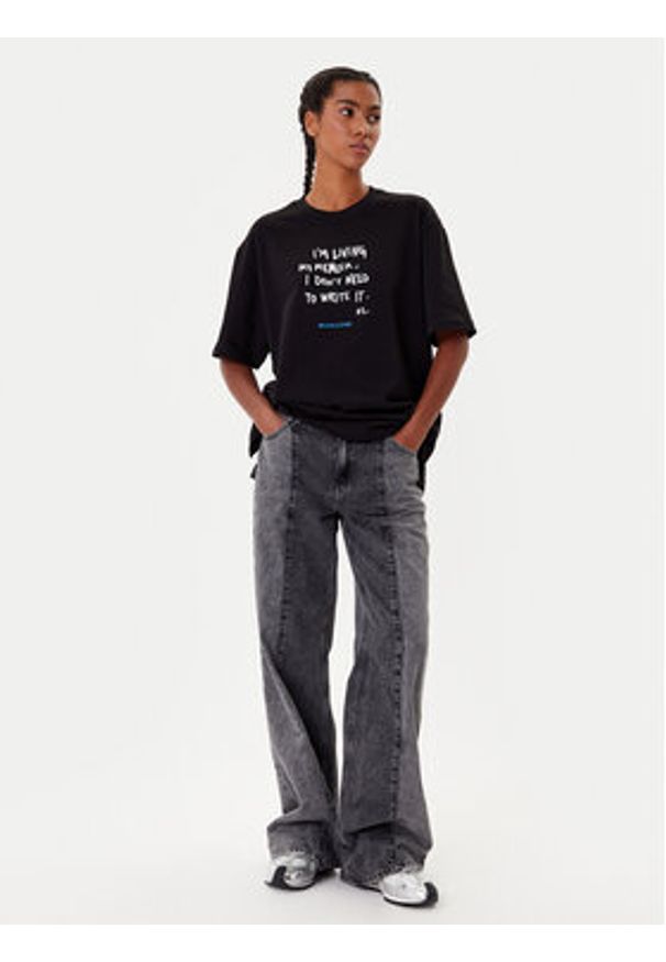 Karl Lagerfeld Jeans T-Shirt A4W17009 Czarny Relaxed Fit. Kolor: czarny. Materiał: bawełna