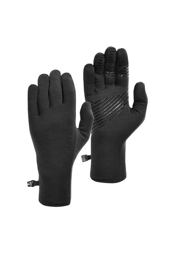 Sportowe rękawiczki z wełną merino CEP Cold Weather unisex. Kolor: czarny. Materiał: wełna. Sport: turystyka piesza