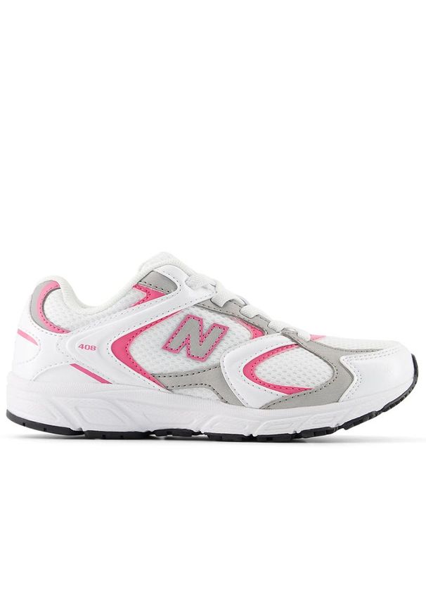 Buty młodzieżowe New Balance P40826U - białe. Kolor: biały. Materiał: syntetyk, materiał. Szerokość cholewki: normalna. Sezon: lato. Sport: turystyka piesza