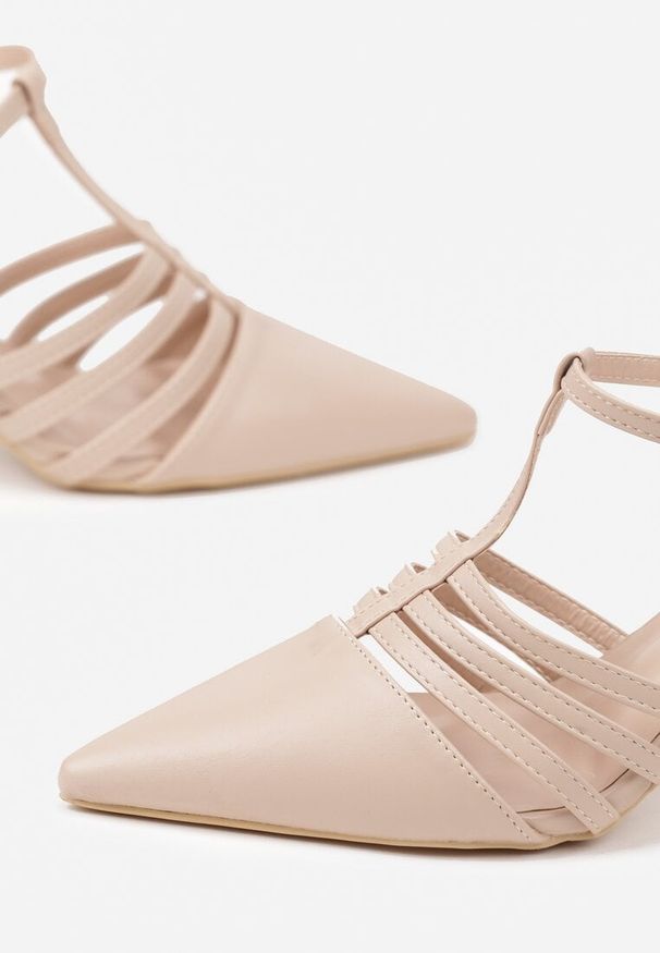 Born2be - Beżowe Sandały Vices na Szpilce Anivi. Okazja: na spotkanie biznesowe, do pracy. Zapięcie: pasek. Kolor: beżowy. Wzór: aplikacja. Obcas: na szpilce. Styl: biznesowy, klasyczny