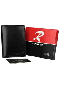 Klasyczny portfel czarny Ronaldo N104-VT BLACK RFID. Kolor: czarny. Materiał: skóra