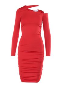Born2be - Czerwona Sukienka Mellessa. Kolor: czerwony. Długość rękawa: długi rękaw. Wzór: jednolity. Typ sukienki: asymetryczne. Styl: elegancki. Długość: mini #5