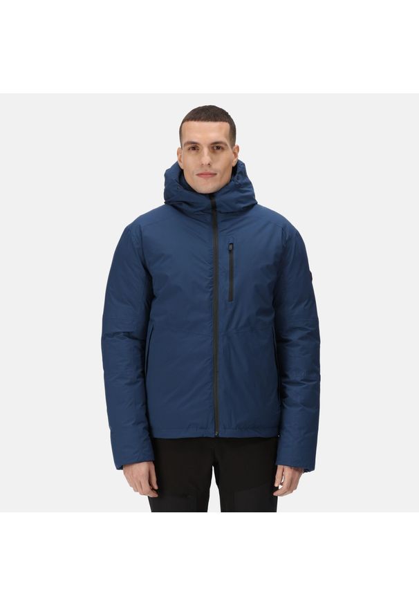 Regatta - Calehurst męska trekkingowa kurtka zimowa przeciwdeszczowa. Kolor: niebieski. Materiał: poliester. Sezon: zima. Sport: turystyka piesza