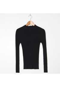 House - Prążkowany sweter z półgolfem - Czarny. Kolor: czarny. Materiał: prążkowany #1