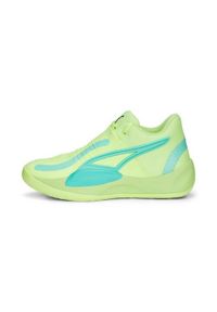 Puma - Buty do koszykówki męskie PUMA Rise Nitro. Kolor: zielony, żółty, wielokolorowy. Materiał: materiał, tkanina, syntetyk. Sport: koszykówka
