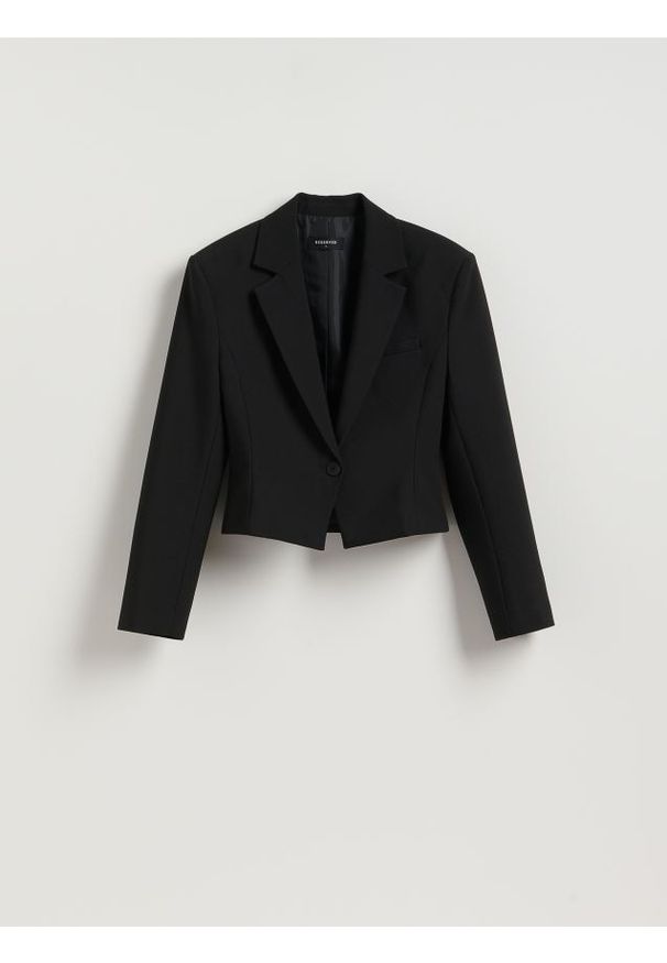 Reserved - Krótka marynarka - czarny. Kolor: czarny. Materiał: tkanina. Długość: krótkie