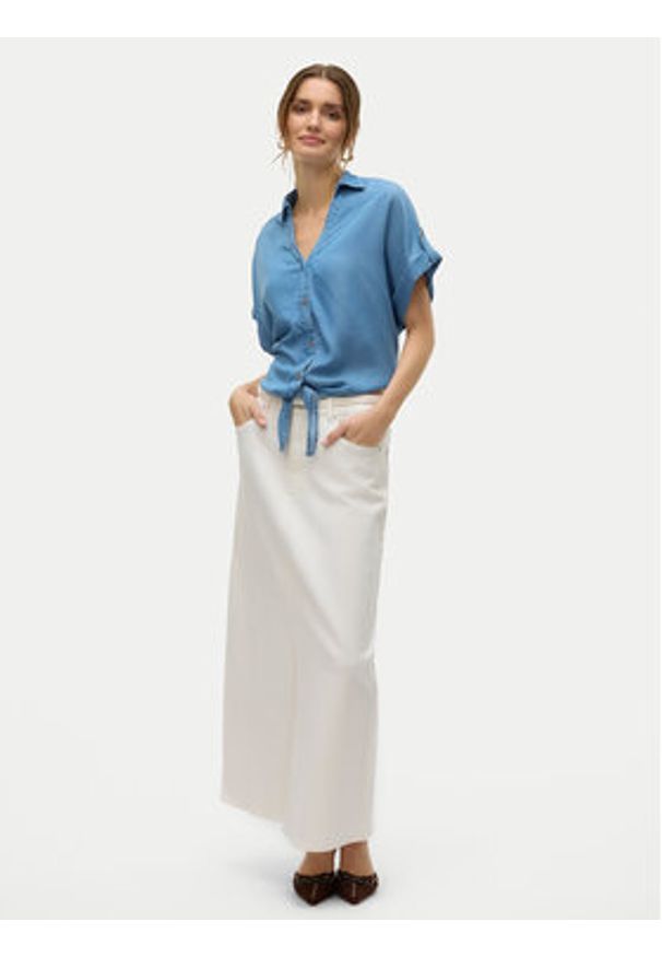 Vero Moda Koszula Fleur 10326059 Niebieski Regular Fit. Kolor: niebieski. Materiał: lyocell