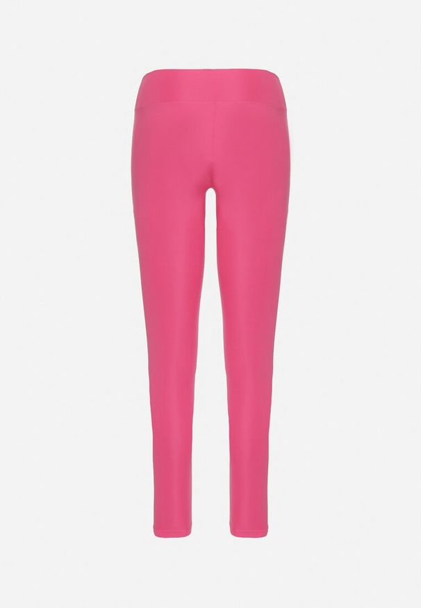 Born2be - Różowe Legginsy z Wysokim Stanem i Gumką w Pasie Bloelia. Stan: podwyższony. Kolor: różowy. Wzór: gładki