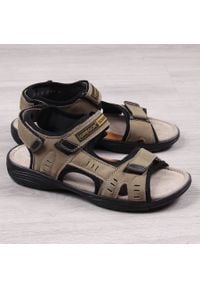 Skórzane beżowe sandały na rzepy Gregor 1192. Zapięcie: rzepy. Kolor: beżowy. Materiał: skóra #1