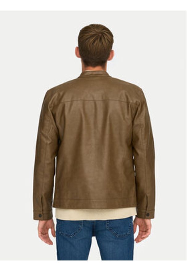 Only & Sons Kurtka z imitacji skóry Mike 22012339 Brązowy Regular Fit. Kolor: brązowy. Materiał: skóra