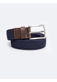 Big-Star - Pasek męski pleciony granatowy Abri 403. Kolor: niebieski. Materiał: jeans, materiał, skóra. Wzór: aplikacja. Styl: elegancki, casual