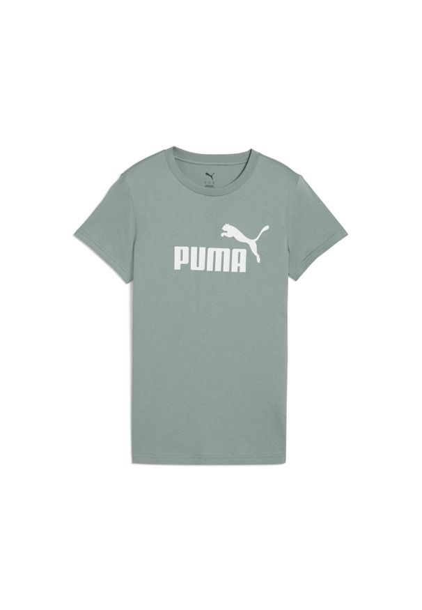 Puma - Damska koszulka z logo ESS No. 1 PUMA Green Moon. Kolor: szary, zielony, wielokolorowy. Sport: fitness