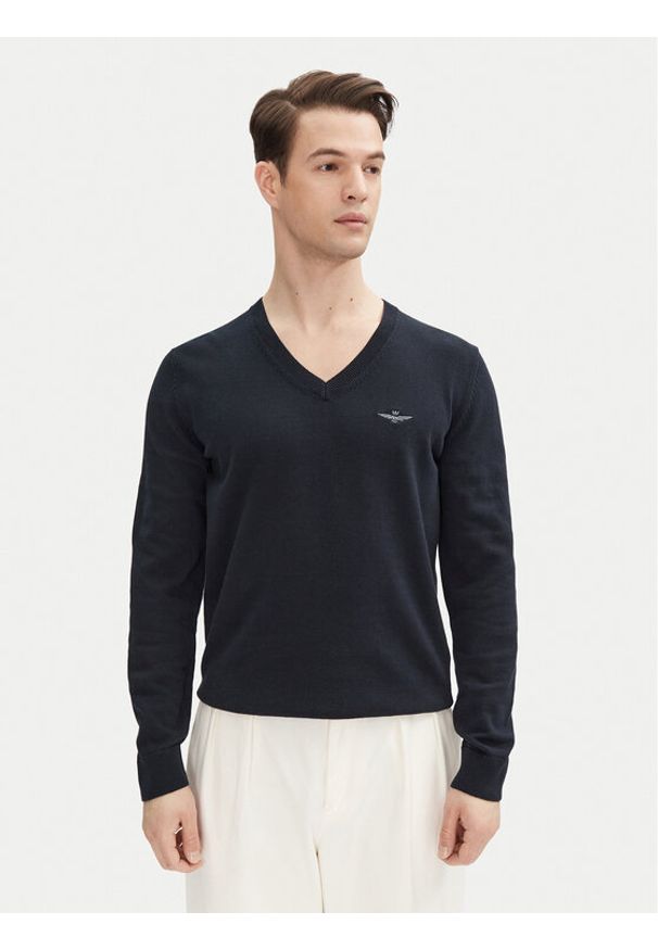 Aeronautica Militare Sweter 251MA1504L506 Granatowy Regular Fit. Kolor: niebieski. Materiał: bawełna