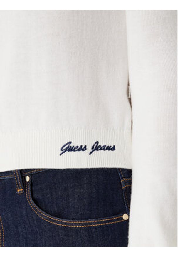 Guess Jeans Kardigan W5YR32 Z3HO2 Écru Regular Fit. Materiał: syntetyk