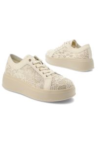 Beżowe Sneakersy S.Barski Eleganckie Koronkowe Obuwie Damskie. Zapięcie: sznurówki. Kolor: beżowy. Materiał: koronka #5