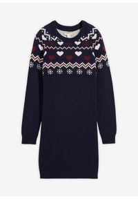 bonprix - Sukienka dzianinowa. Kolor: niebieski. Materiał: dzianina #1