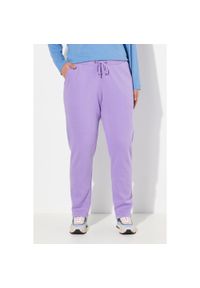 ULLA POPKEN - Damskie Spodnie dresowe miękki materiał wewnętrzny elastyczna gumka w pasie. Kolekcja: plus size. Kolor: fioletowy. Materiał: bawełna, elastan, materiał
