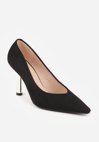 Born2be - Czarne Szpilki VICES na Metalicznym Obcasie z Wkładką ze Skóry Naturalnej Philira. Okazja: do pracy, na wesele, na spotkanie biznesowe, na ślub cywilny. Kolor: czarny. Materiał: skóra. Obcas: na obcasie. Styl: biznesowy, klasyczny. Wysokość obcasa: średni #4